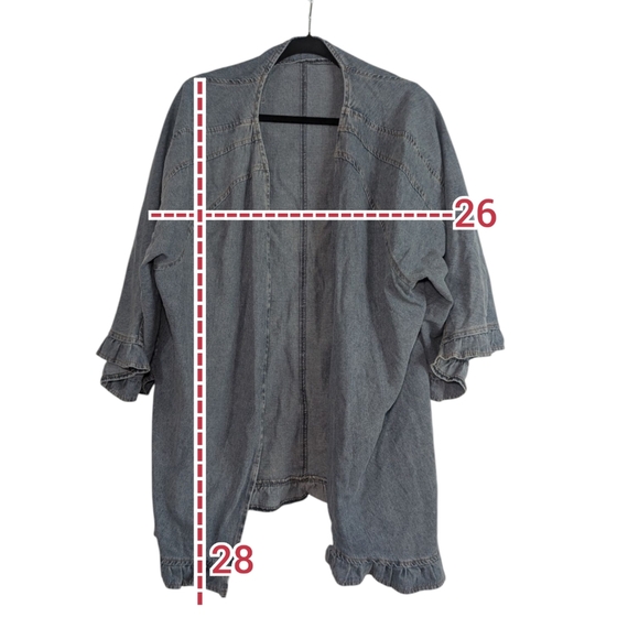 Plus Size Women's Gray Denim Jacket - Picture 2 of 4